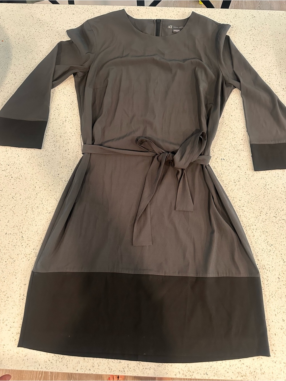 Armani Exchange Gray Midi Dress with Black Trim